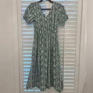 J. Crew Factory Green Patterned Maxi Dress